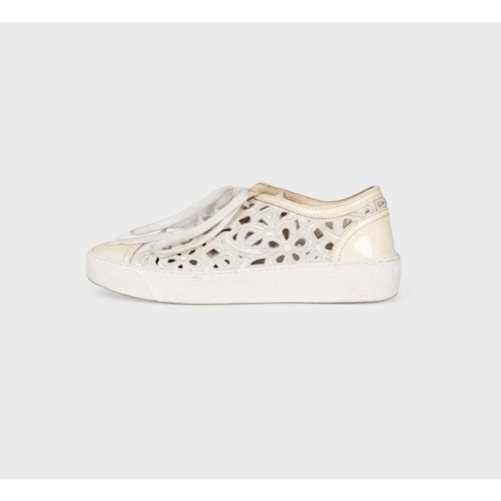 Chanel White Perforated Logo Low-Top Sneakers Sz. 35.5